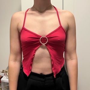Pink Top with bead detail